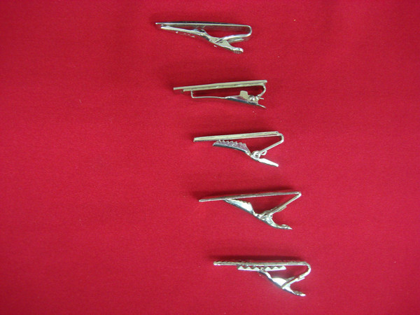 Vintage Silver-Tone Tie Clips Set of 5 - Pre-Owned, Ready to Wear