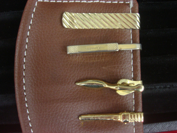 Vintage Gold-Tone Tie Clips Set of 4 - Unique Designs - Pre-Owned