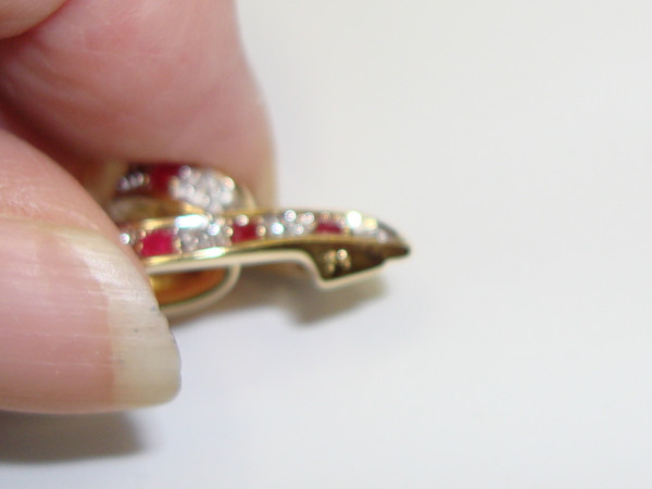 14K Gold Reversible Floating Heart Pendant with Sapphires, Rubies & Diamonds (89ct)