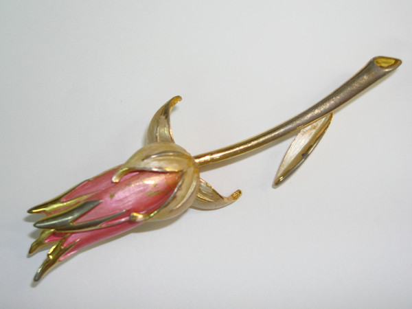 Vintage Park Lane Enamel Flower Brooch - Soft Pink Floral Jewelry Gift