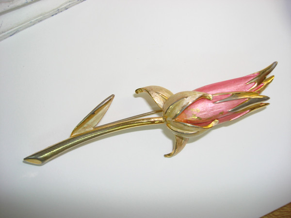Vintage Park Lane Enamel Flower Brooch - Soft Pink Floral Jewelry Gift