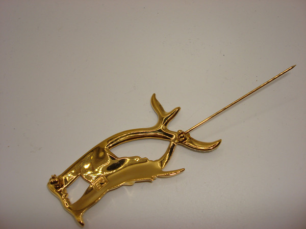 Vintage Swarovski Crystal Elephant Brooch - SCS Hallmark, Radiant Gold-Tone, Excellent Condition