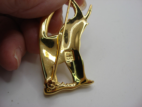 Vintage Swarovski Crystal Elephant Brooch - SCS Hallmark, Radiant Gold-Tone, Excellent Condition