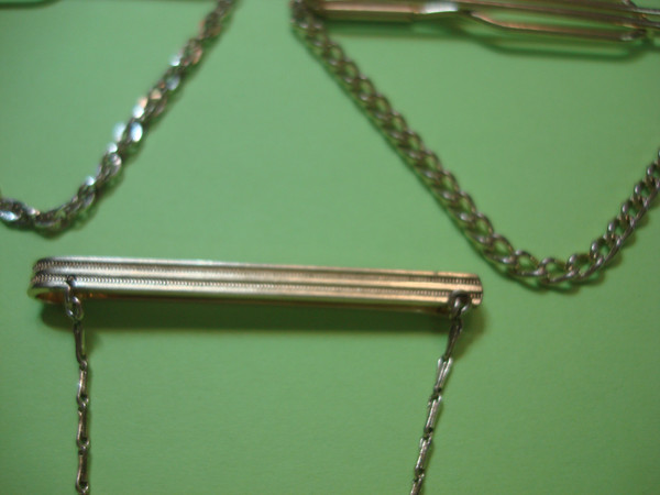 Vintage Gold Tone Tie Clip Chain Set of 3 - Estate Sale
