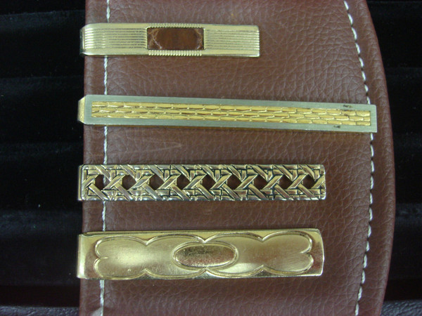 Vintage Gold Tone Tie Clips (4-Piece Lot) - Unique & Stylish Accessories #237