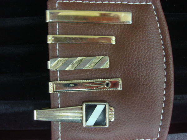 Vintage Gold Tone Tie Clips - Unique 5-Piece Lot #242 - Retro Accessories