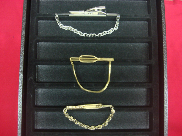 Vintage Gold & Silver Tone Tie Bar Chains Set (3-Piece Lot) - Unique & Stylish