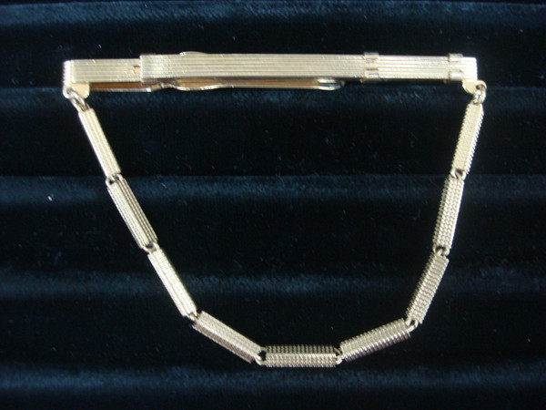 Vintage Gold Tone Tie Bar Chain - Mid Century Style Accessory #261