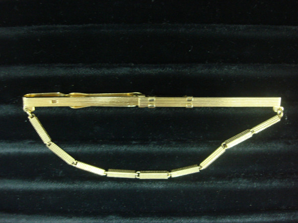 Vintage Gold Tone Tie Bar Chain - Mid Century Style Accessory #261