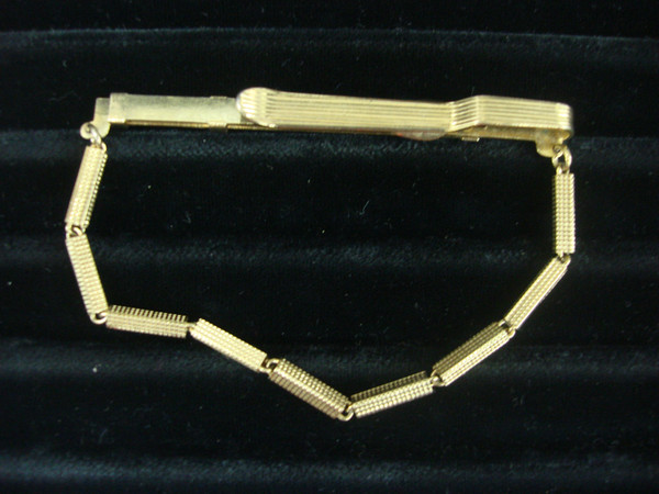 Vintage Gold Tone Tie Bar Chain - Mid Century Style Accessory #261