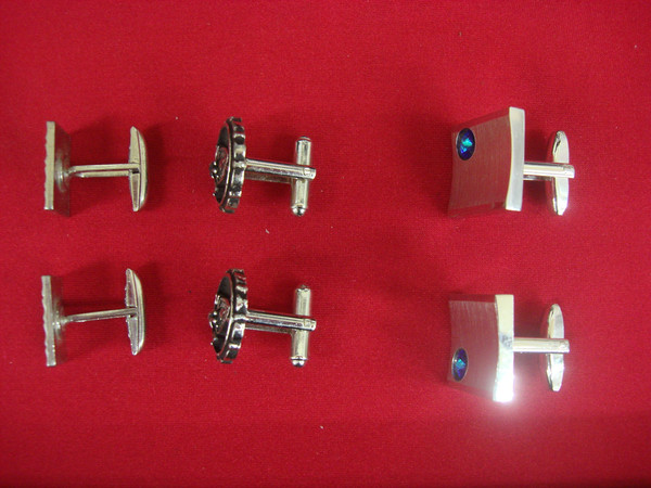 Vintage Silver Tone Cufflinks Set - 3 Unique Pairs #290