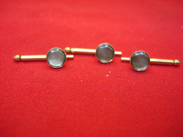 Vintage Swank Mother of Pearl Shirt Studs (3-Piece Set) - Gold Tone