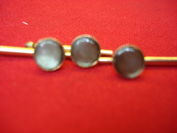 Vintage Swank Mother of Pearl Shirt Studs (3-Piece Set) - Gold Tone