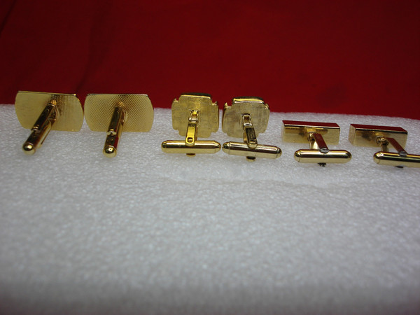 Vintage Gold-Tone Cufflinks (3 Pairs) - Christian Dior & Minimalist Design #304