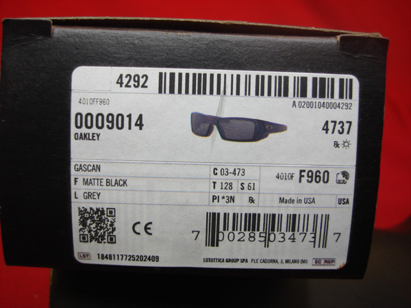 Oakley Gascan Sunglasses 03-473 - Matte Black Frame & Grey Lenses (New, NIB)