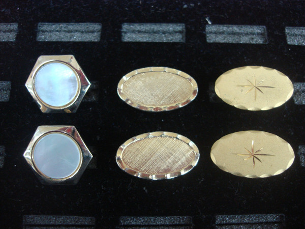 Vintage Gold Tone Cufflinks - 3 Unique Pairs, Classic Design #309