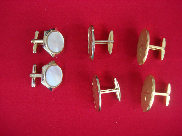 Vintage Gold Tone Cufflinks - 3 Unique Pairs, Classic Design #309