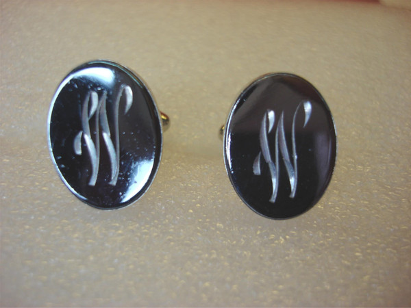 Vintage Sterling Silver Cufflinks with Initial W - Men's Cuff Links Gift #331