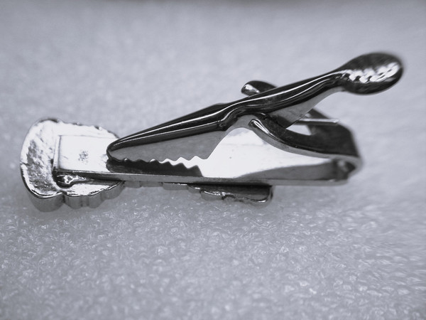 Vintage Drive Shaft Tie Clip | Articulated Joints, Silver Tone Metal, Unique Mens Accessory #343