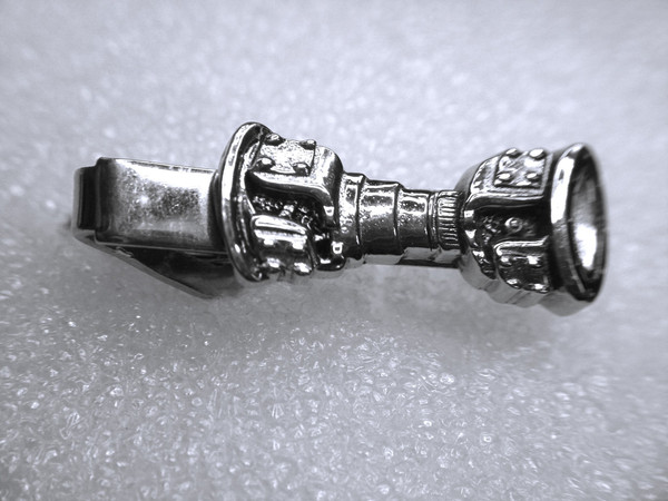 Vintage Drive Shaft Tie Clip | Articulated Joints, Silver Tone Metal, Unique Mens Accessory #343