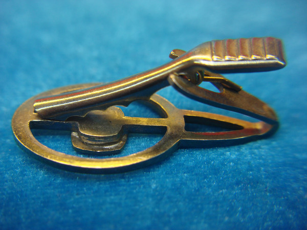 Vintage Saginaw Steering Gear Tie Clip - Gold Tone Enamel Tie Bar - Unique Estate Find
