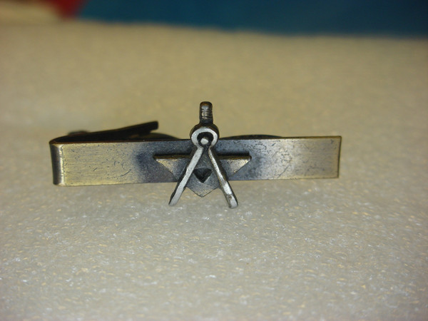 Vintage Antique Brass Masonic Lapel Tie Clip - Pre-Owned ( #349)