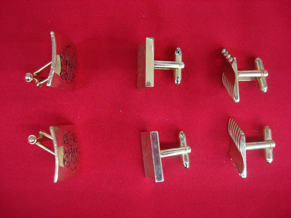 Vintage Gold Tone Cufflinks (3 Unique Pairs) -  Stylish & Versatile