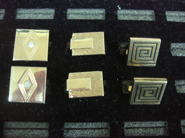 Vintage Swank Gold Tone Cufflinks - Set of 3 Pairs, Unique & Stylish