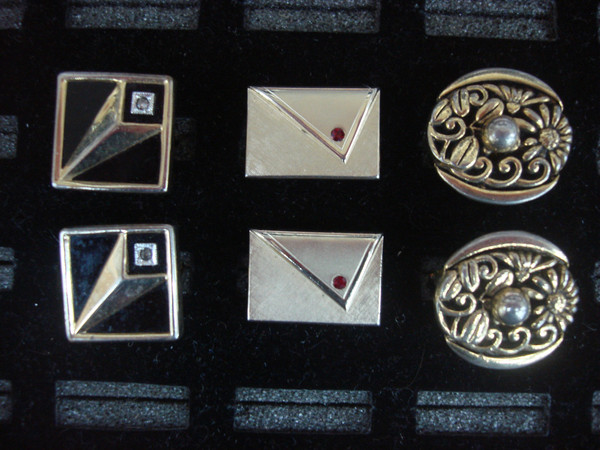 Vintage Gold-Tone Cufflinks - 3 Unique Pairs, Excellent Condition #385