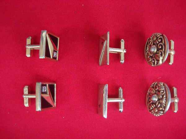 Vintage Gold-Tone Cufflinks - 3 Unique Pairs, Excellent Condition #385