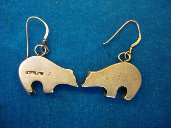 Vintage Navajo Sterling Silver Bear Earrings - Signed, Native American Jewelry
