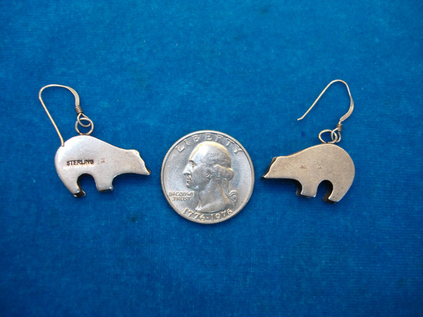 Vintage Navajo Sterling Silver Bear Earrings - Signed, Native American Jewelry