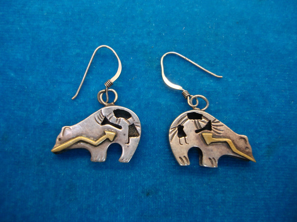Vintage Navajo Sterling Silver Bear Earrings - Signed, Native American Jewelry