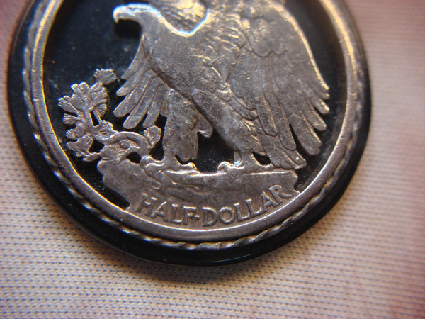 Walking Liberty Half Dollar Onyx Pendant - Custom Coin Jewelry