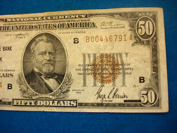 Vintage 1929 $50 Federal Reserve Bank of New York Note - Collector's Item