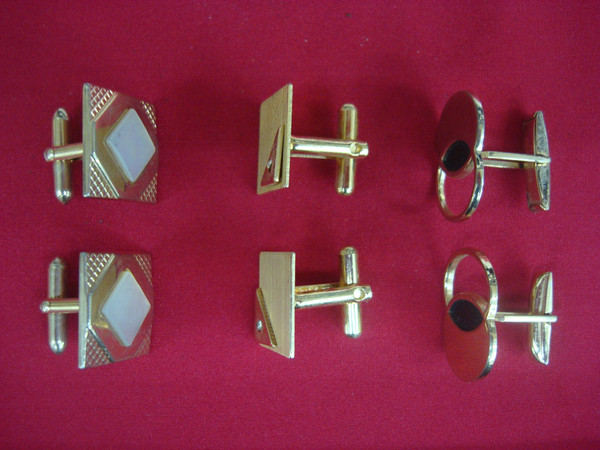 Vintage Gold Tone Cufflinks (3 Pairs) - Unique & Stylish Set #391