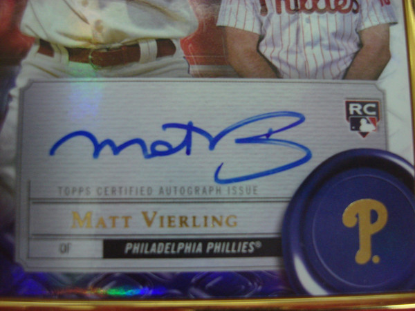 Matt Vierling Autographed Baseball Card Lot (2022 Phillies RC, Stadium Club, Topps Gold Label & Diamond Kings)