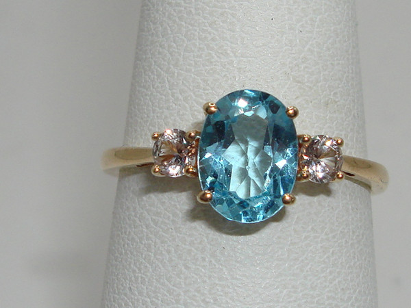 Blue Topaz Ring | 10K Solid Gold, Oval Cut, Size 7, Approx. 1.6ctw