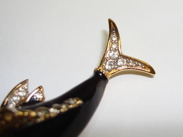 Vintage Nina Ricci Koi Fish Brooch - Estate Find, Gold-Tone Enamel & Crystals