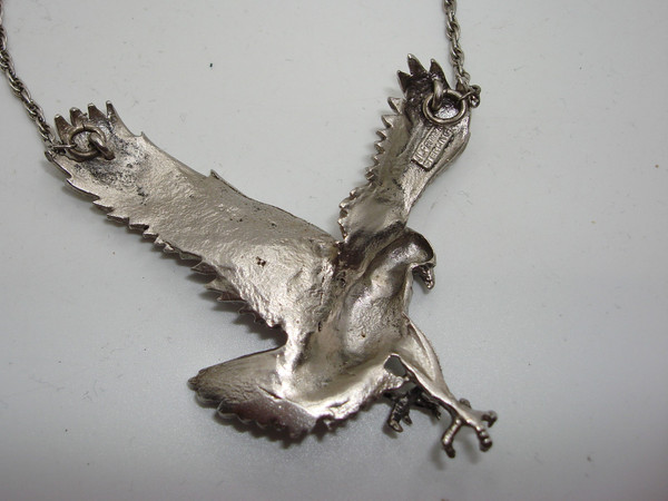 Vintage JC Ferrara Sterling Silver Eagle Pendant Necklace | 925 Hallmark