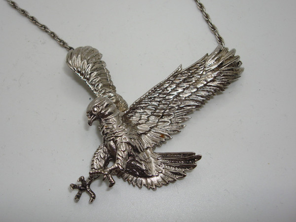 Vintage JC Ferrara Sterling Silver Eagle Pendant Necklace | 925 Hallmark