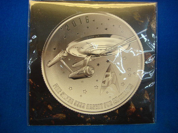 2016 Canada Star Trek Silver Coin - .9999 Fine Silver - Ships Enterprise - Excellent Condition