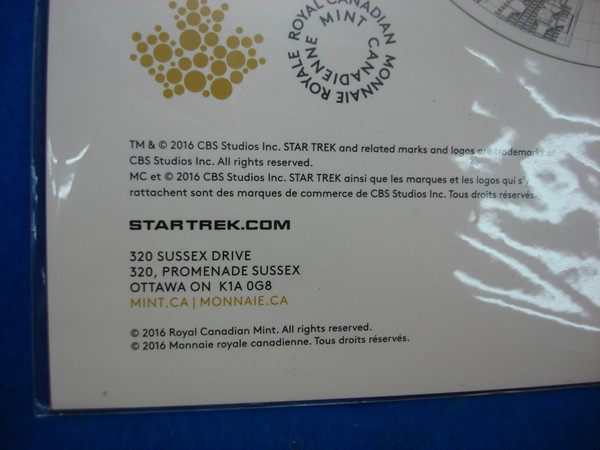 2016 Canada Star Trek Silver Coin - .9999 Fine Silver - Ships Enterprise - Excellent Condition