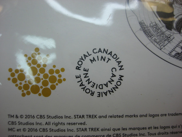 2016 Canada Star Trek Silver Coin - .9999 Fine Silver - Ships Enterprise - Excellent Condition