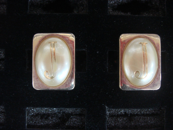 Vintage Swank Gold Tone Cufflinks - Unique Letter'J' Design - Pair #370