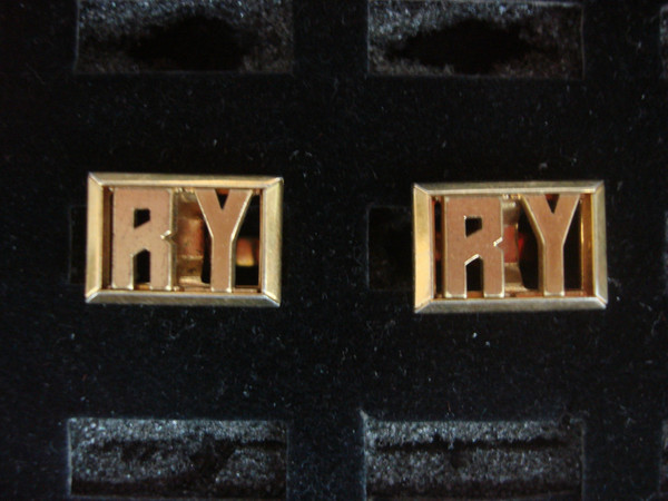 Vintage Swank Gold Tone Cufflinks - 'RY' Initials - Unique & Elegant Pair