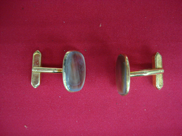 Vintage Gold-Tone Mother of Pearl Cufflinks (Pair) - Unique & Elegant #412