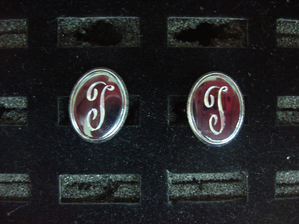 Vintage Anson Silver Tone Cufflinks - Unique 'T' or 'J' Design, Pair #423