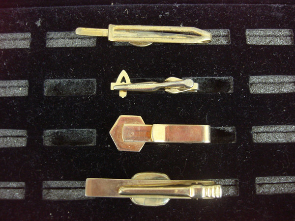 Vintage Gold Tone Tie Clips - Lot of 4 Unique & Unusual Bars #419