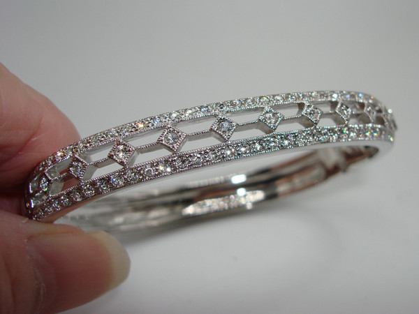 Nadri Swarovski Crystal Hinged Bangle Bracelet - Estate Find, New Old Stock